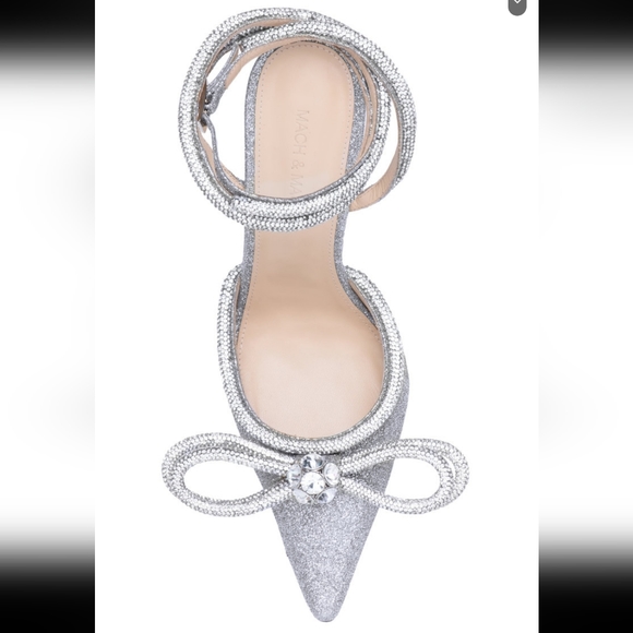 NIB MACH & MACH Double Bow Crystal-Embellished Glittered Pumps Heels - Picture 7 of 14